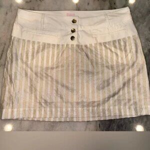 EUC Custo Barcelona Elegant White and Gold Striped Skirt